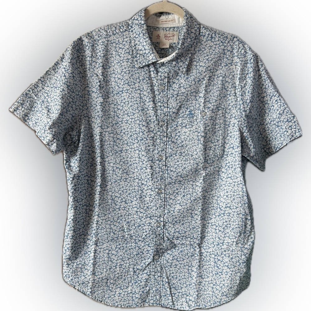 Original Penguin men’s large (L) button-down, slim fit floral shirt. 100% cotton